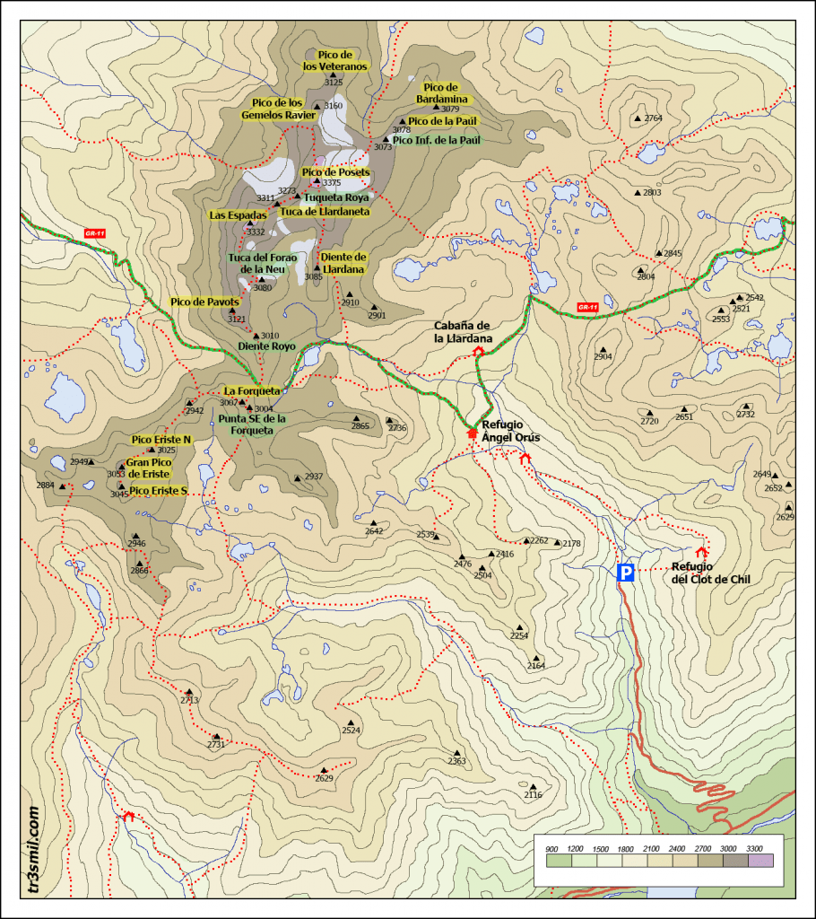 mapa-topográfico-pirineos-posets-eriste