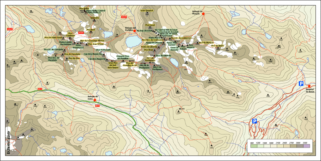 mapa-topográfico-pirineos-clarabide-perdiguero-boum